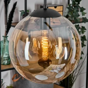 hofstein Gastor Suspension, Boule lumineuse Noir, 2 lumières* Lampes En Verre