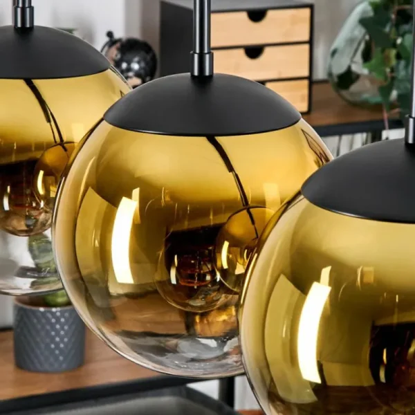 hofstein Gastor Suspension, Boule lumineuse, Suspension Or, Clair, 5 lumières* Lampes En Verre
