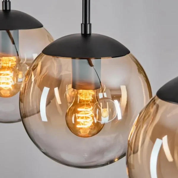 hofstein Gastor Suspension, Boule lumineuse Ambre, Clair, 3 lumières* Lampes En Verre