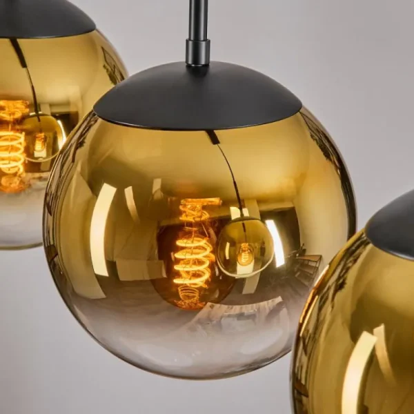 hofstein Gastor Suspension, Boule lumineuse Or, Clair, 3 lumières* Lampes En Verre