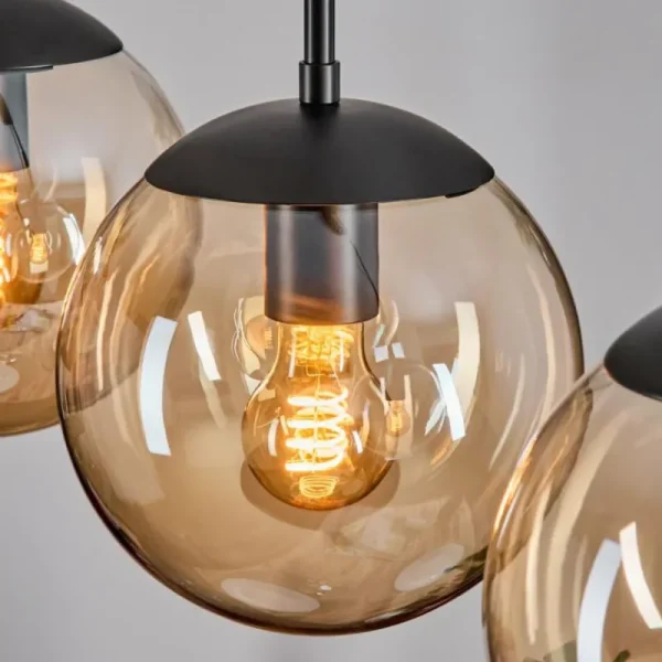 hofstein Gastor Suspension, Boule lumineuse Ambre, 3 lumières* Lampes En Verre