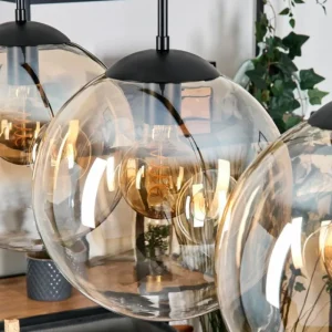 hofstein Gastor Suspension, Boule lumineuse, Suspension Ambre, Clair, 3 lumières* Lampes En Verre