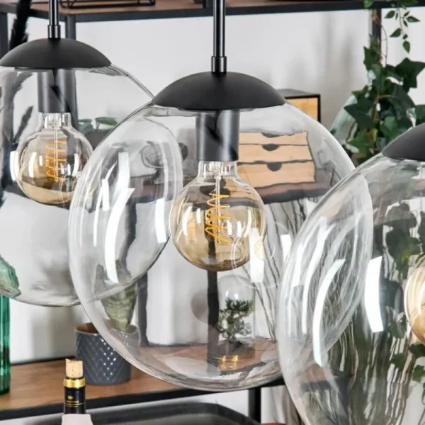 hofstein Gastor Suspension, Boule lumineuse, Suspension Clair, 3 lumières* Lampes En Verre