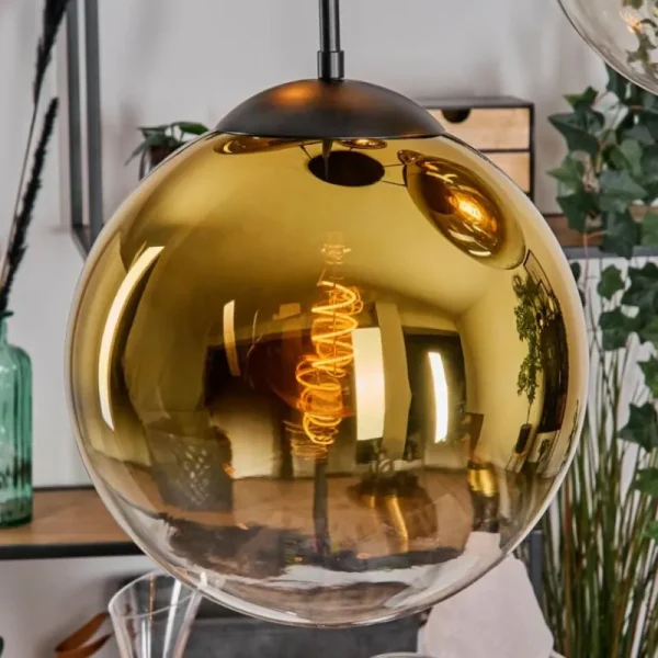 hofstein Gastor Suspension, Boule lumineuse 45 cm Noir, 5 lumières* Lampes En Verre