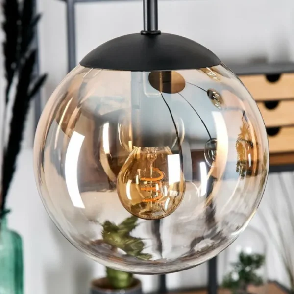 hofstein Gastor Suspension, Boule lumineuse, Suspension Ambre, Clair, 5 lumières* Lampes En Verre