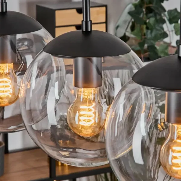 hofstein Gastor Suspension, Boule lumineuse, Suspension Clair, 4 lumières* Lampes En Verre