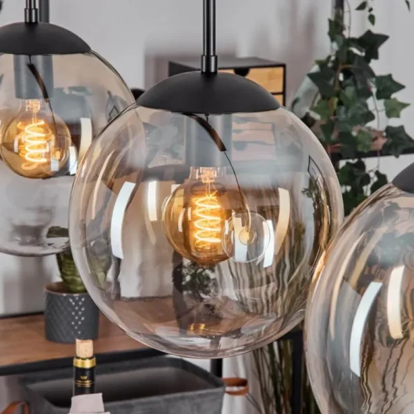 hofstein Gastor Suspension, Boule lumineuse, Suspension Ambre, Clair, 4 lumières* Lampes En Verre