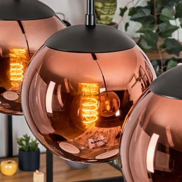 hofstein Gastor Suspension, Boule lumineuse, Suspension Cuivré, 3 lumières* Lampes En Verre
