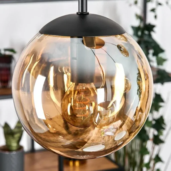 hofstein Gastor Suspension, Boule lumineuse, Suspension Ambre, 5 lumières* Lampes En Verre