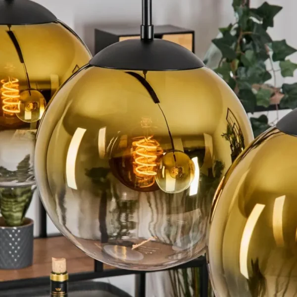 hofstein Gastor Suspension, Boule lumineuse, Suspension Or, Clair, 4 lumières* Lampes En Verre