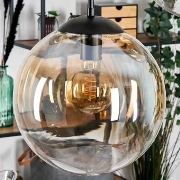 hofstein Gastor Suspension, Boule lumineuse, Suspension Ambre, Clair, 5 lumières* Lampes En Verre