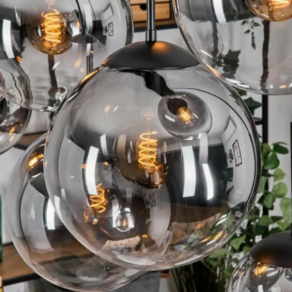 hofstein Gastor Suspension, Boule lumineuse, Suspension Clair, Fumé, 8 lumières* Lampes Modernes