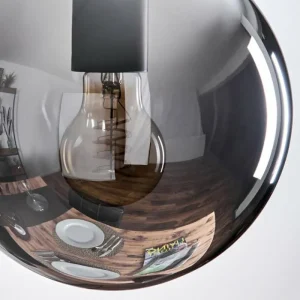 hofstein Gastor Suspension, Boule lumineuse 30 cm Chrome, Fumé, 3 lumières* Lampes Modernes