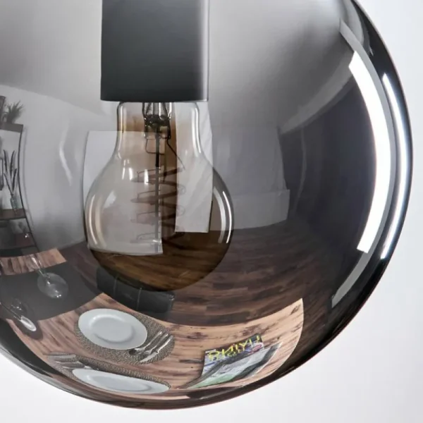 hofstein Gastor Suspension, Boule lumineuse 30 cm Chrome, Fumé, 3 lumières* Lampes Modernes