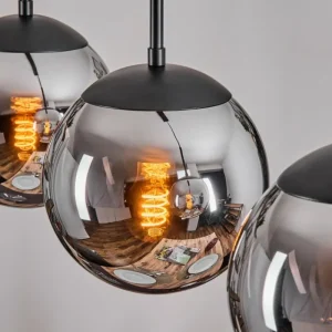 hofstein Gastor Suspension, Boule lumineuse Chrome, Fumé, 3 lumières* Lampes Modernes