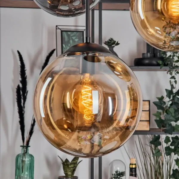hofstein Gastor Suspension, Boule lumineuse 45 cm Noir, 5 lumières* Lampes Modernes
