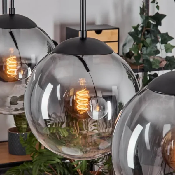 hofstein Gastor Suspension, Boule lumineuse, Suspension Clair, Fumé, 4 lumières* Lampes Modernes