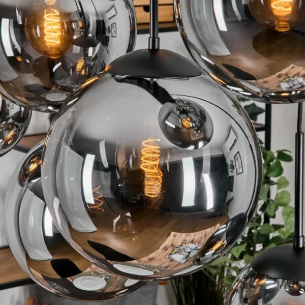 hofstein Gastor Suspension, Boule lumineuse, Suspension Fumé, 8 lumières* Lampes Modernes