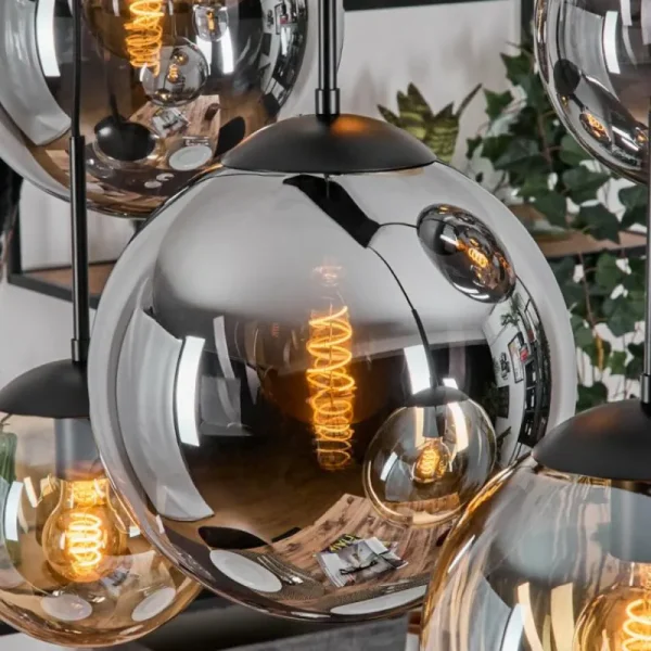 hofstein Gastor Suspension, Boule lumineuse, Suspension Ambre, Fumé, 6 lumières* Lampes Modernes