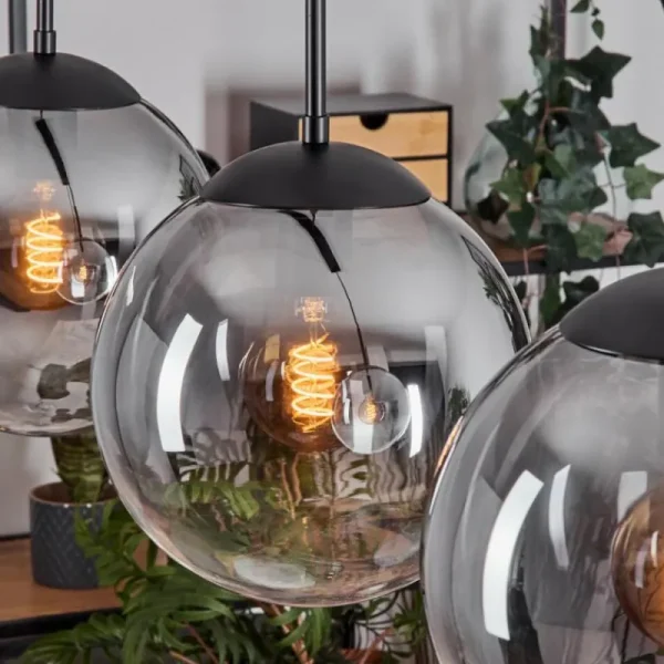 hofstein Gastor Suspension, Boule lumineuse Noir, 3 lumières* Lampes Modernes