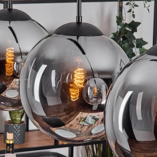 hofstein Gastor Suspension, Boule lumineuse, Suspension Fumé, 3 lumières* Lampes Modernes