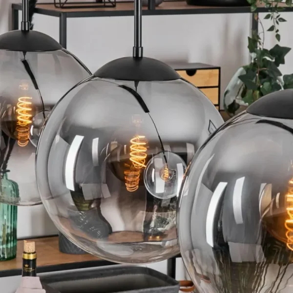 hofstein Gastor Suspension, Boule lumineuse, Suspension Clair, Fumé, 3 lumières* Lampes Modernes