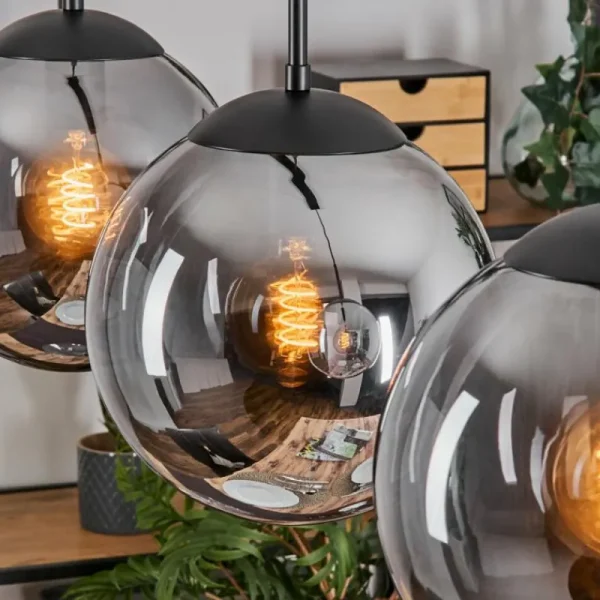 hofstein Gastor Suspension, Boule lumineuse Noir, 3 lumières* Lampes Modernes