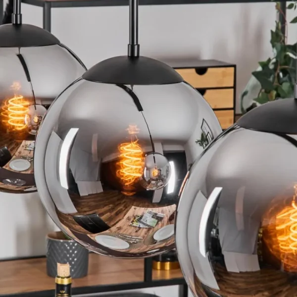 hofstein Gastor Suspension, Boule lumineuse, Suspension Chrome, Fumé, 4 lumières* Lampes Modernes