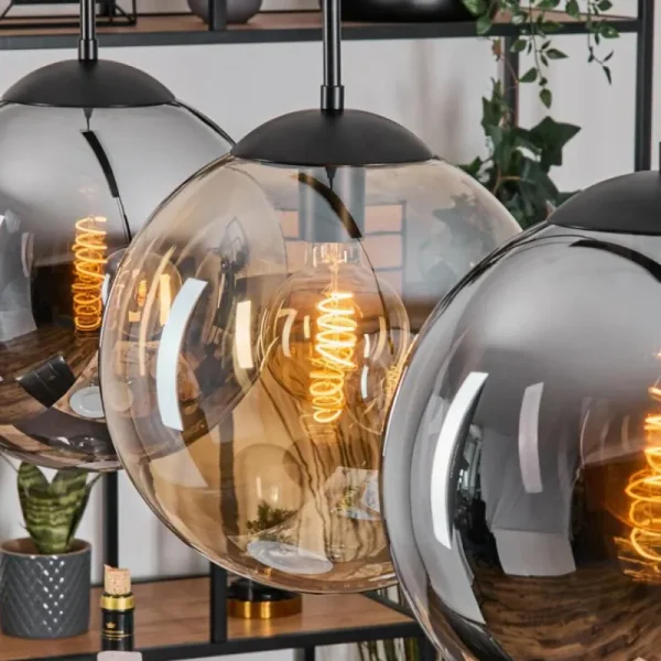 hofstein Gastor Suspension, Boule lumineuse, Suspension Ambre, Fumé, 3 lumières* Lampes Modernes