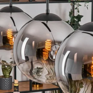hofstein Gastor Suspension, Boule lumineuse, Suspension Chrome, Clair, Fumé, 3 lumières* Lampes Modernes