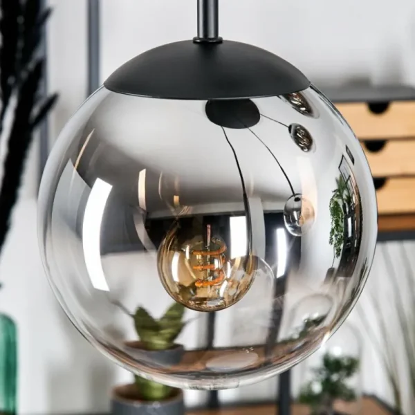 hofstein Gastor Suspension, Boule lumineuse, Suspension Chrome, Clair, Fumé, 5 lumières* Lampes Modernes