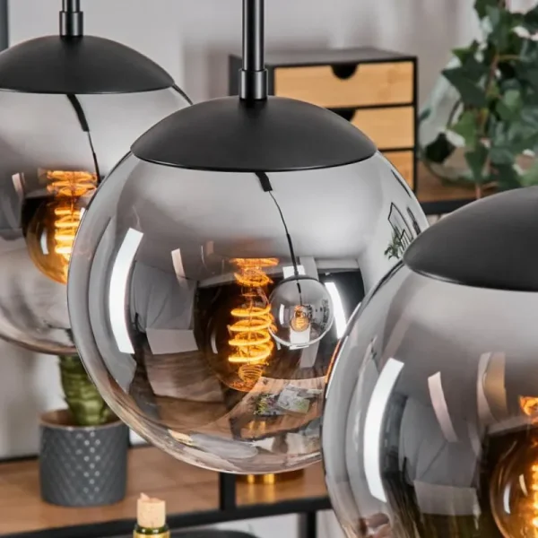 hofstein Gastor Suspension, Boule lumineuse Chrome, Clair, Fumé, 3 lumières* Lampes Modernes