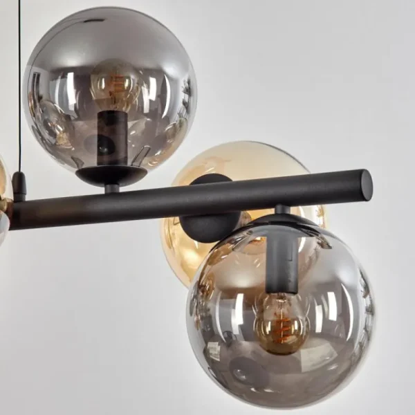hofstein Gastor Suspension, Boule lumineuse, Suspension Ambre, Fumé, 8 lumières* Lampes Modernes