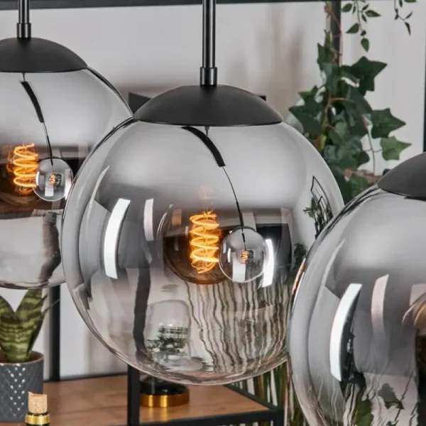 hofstein Gastor Suspension, Boule lumineuse, Suspension Chrome, Clair, Fumé, 4 lumières* Lampes Modernes