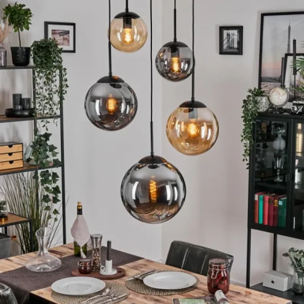 hofstein Gastor Suspension, Boule lumineuse 45 cm Noir, 5 lumières* Lampes Modernes