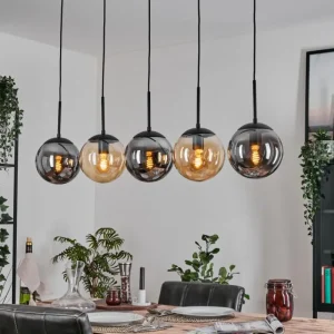 hofstein Gastor Suspension, Boule lumineuse, Suspension Ambre, Fumé, 5 lumières* Lampes Modernes
