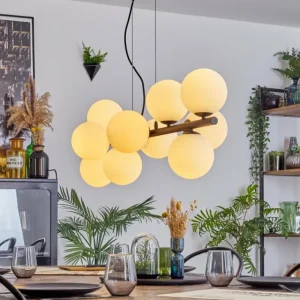 hofstein Gastor Suspension, Boule lumineuse, Suspension Blanc, 10 lumières* Lampes En Verre