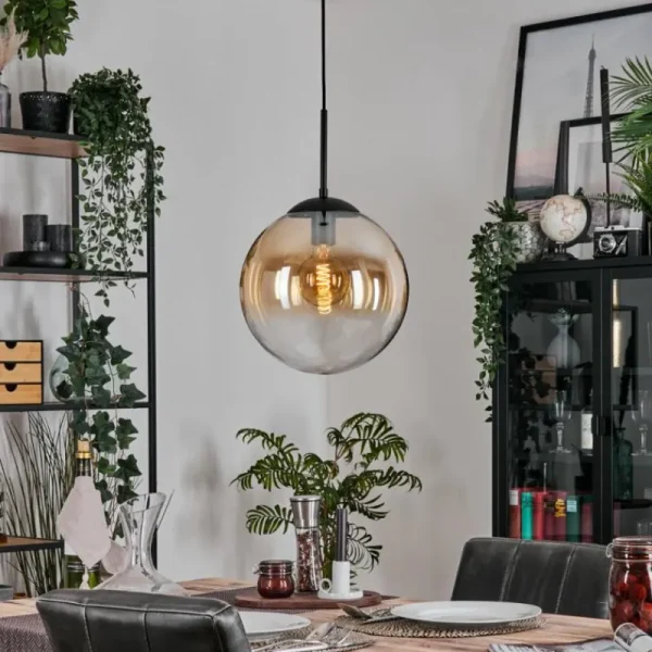 hofstein Gastor Suspension, Boule lumineuse, Suspension Ambre, Clair, 1 lumière* Lampes En Verre