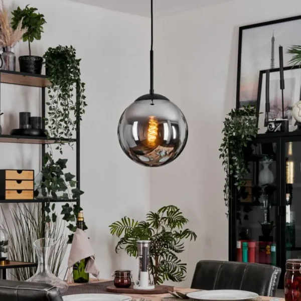 hofstein Gastor Suspension, Boule lumineuse 25 cm Fumé, 1 lumière* Lampes Modernes