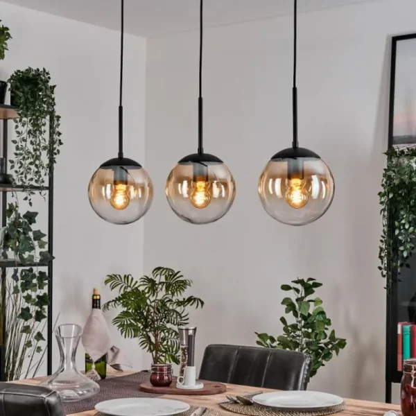 hofstein Gastor Suspension, Boule lumineuse Ambre, Clair, 3 lumières* Lampes En Verre
