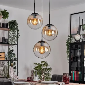 hofstein Gastor Suspension, Boule lumineuse Ambre, Clair, 3 lumières* Lampes En Verre