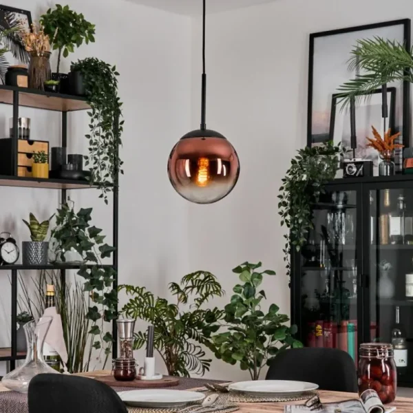hofstein Gastor Suspension, Boule lumineuse, Suspension Clair, Cuivré, 1 lumière* Lampes En Verre