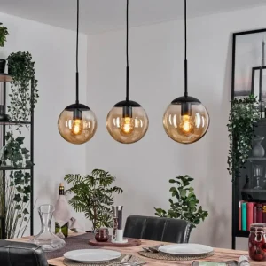 hofstein Gastor Suspension, Boule lumineuse Ambre, 3 lumières* Lampes En Verre
