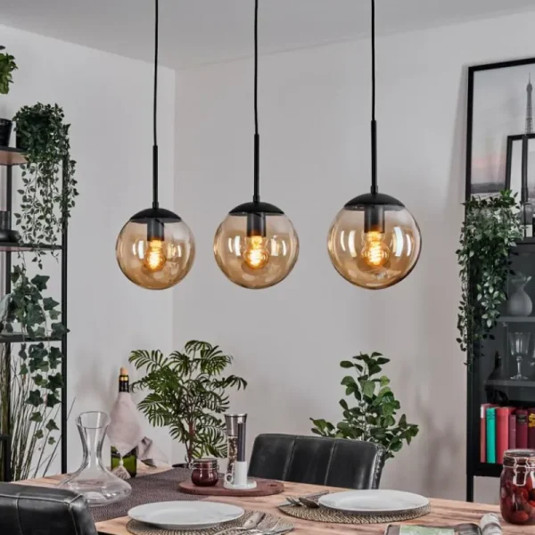 hofstein Gastor Suspension, Boule lumineuse Ambre, 3 lumières* Lampes En Verre