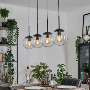 hofstein Gastor Suspension, Boule lumineuse, Suspension Clair, 4 lumières* Lampes En Verre