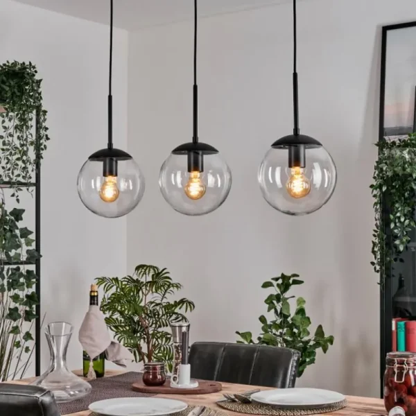 hofstein Gastor Suspension, Boule lumineuse Clair, 3 lumières* Lampes En Verre