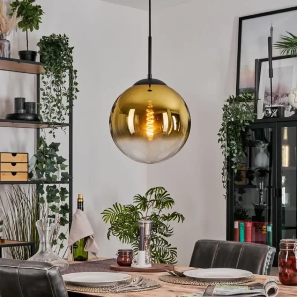 hofstein Gastor Suspension, Boule lumineuse 30 cm Or, Clair, 1 lumière* Lampes En Verre