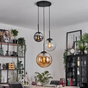 hofstein Gastor Suspension, Boule lumineuse 30 cm Ambre, Clair, Fumé, 3 lumières* Lampes Modernes