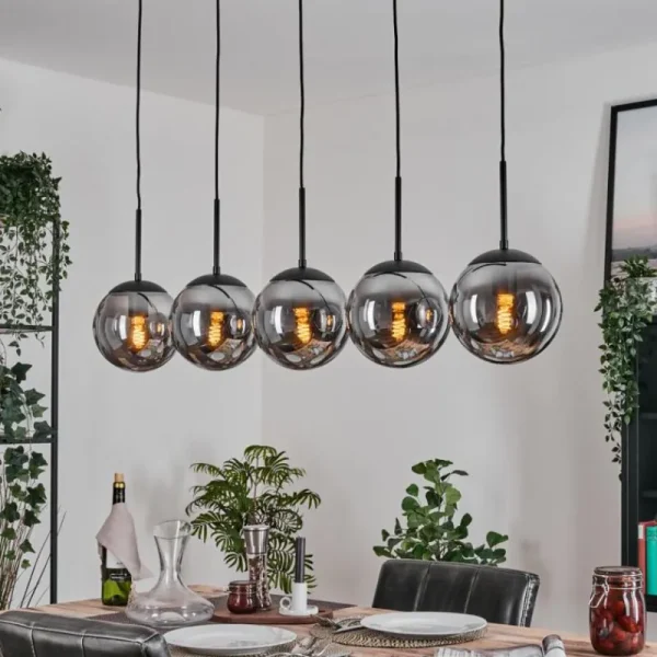 hofstein Gastor Suspension, Boule lumineuse, Suspension Fumé, 5 lumières* Lampes Modernes