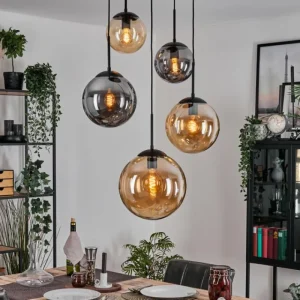 hofstein Gastor Suspension, Boule lumineuse 45 cm Noir, 5 lumières* Lampes Modernes
